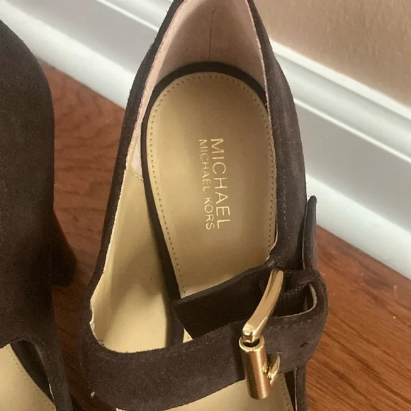Michael Kors Women's Dark Brown Suede Heels - Picture 2 of 4